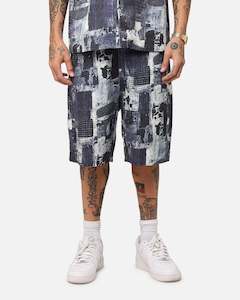 XXIII Printed Denim Patch Jorts Blue