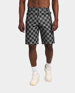 XXIII Checker Board Denim Shorts Black