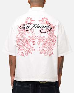 Ed Hardy Dragon Zip Shirt Off White