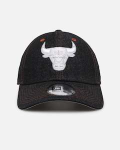 Clothing: New Era Chicago Bulls "Black Denim" Classic Casual Strapback Black Denim/Rust Contrast