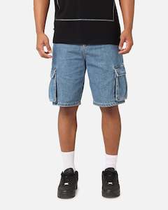 Saint Morta Denim Cargo Shorts Mid Blue Denim