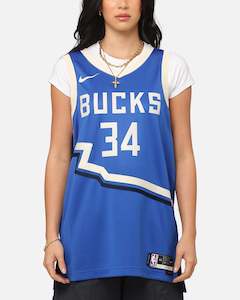 Clothing: Nike Giannis Antetokounmpo Milwaukee Bucks #34 City Edition 2024/25 Nike Dri-Fit NBA Swingman Jersey Game Royal