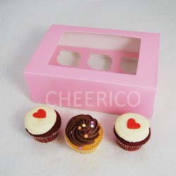 6 window pink cupcake Box($2.00/pc x 25 units)