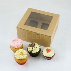 4 kraft brown cupcake window box ( $1.85/pc x 25 units)