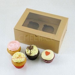 2 cupcake kraft window Box($1.60/pc x 25 units)