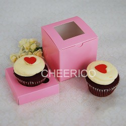 1 window pink cupcake box w finger hole ($1.20/pc x 25 units)