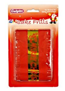 Cake Frill - Merry Christmas gold and red