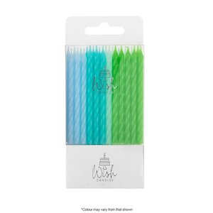 Wish Spiral Candles 8cm Blue to Green (Pack of 24)