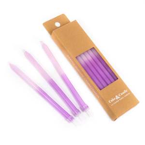 Road construction, repair or sealing: Candles - Block Colour Lilac  - 12cm (Pack of 12)