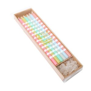 Road construction, repair or sealing: Candles - Pastel Striped - 12cm (Pack of 12)