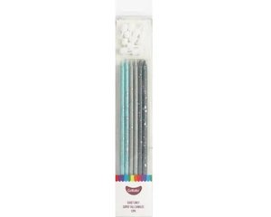 GoBake Super Tall 18cm Cadet Grey Candles (pack of 12)