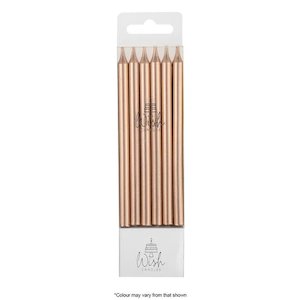 Wish Metalic RoseGold Tall Line Candles - 12.5cm (Pack of 12)