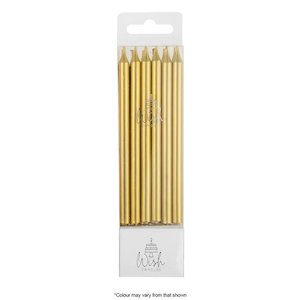 Wish Metalic Gold Tall Line Candles - 12.5cm (Pack of 12)