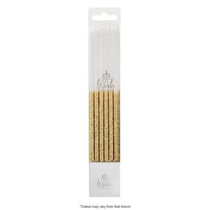 Candles - Wish Gold Glitter - 15cm (Pack of 12)