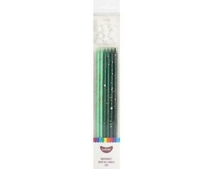 GoBake Super Tall 18cm Green Quartz Candles (pack of 12)