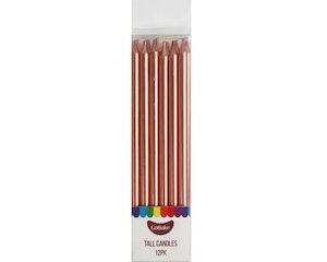 Road construction, repair or sealing: Tall Rose Gold Candles - 12cm (Pack of 12)