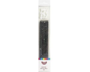 GoBake Super Tall 18cm Black Gold Splatter Candles (pack of 12)