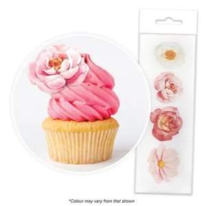 Edible Wafer Toppers - Assorted Flowers (pack of 16)