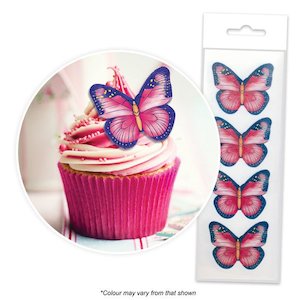 Edible Wafer Toppers - Butterflies Pink and Purple (pack of 16)