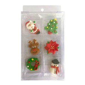 Christmas Decorations - Pack of 6 mixed approx 4cm (Pick Up Only)