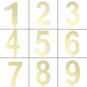 Topper Small Gold Mirror Numbers by Go Bake