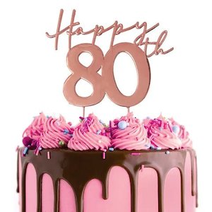 Road construction, repair or sealing: Cake Topper - Rose Gold Happy 80th