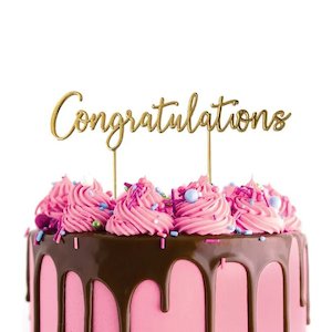 Gold Metal Cake Topper - CONGRATULATIONS