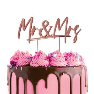 Cake Topper - 'Mr & Mrs' (Rose Gold Plated)