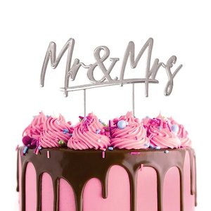 Cake Topper - 'Mr & Mrs' (Silver Plated)