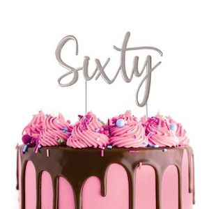 Cake Topper -  Silver Sixty (60)