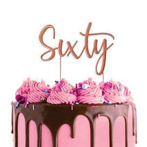 Road construction, repair or sealing: Cake Topper -  Rose Gold Sixty (60)