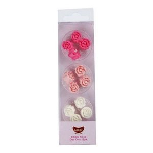 GoBake Dec Ons - Roses - Baby Pink, Bright Pink, White (12)