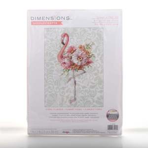 Fabrics textile: Floral Flamingo Cross Stitch Kit