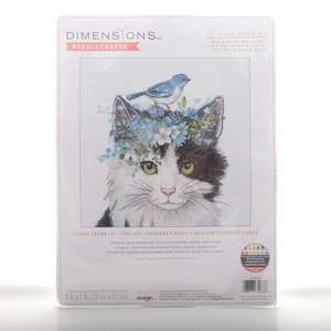 Fabrics textile: Floral Crown Cat Cross Stitch Kit