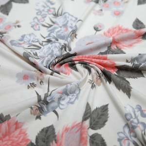 Fabrics textile: Printed Viscose Knit - Off White Floral