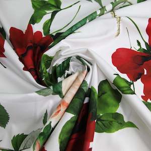 Cotton Sateen - Super Large Red Roses