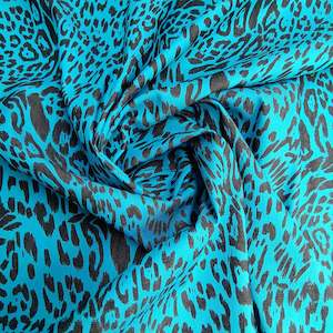 Printed Cotton Sateen - Blue Leopard