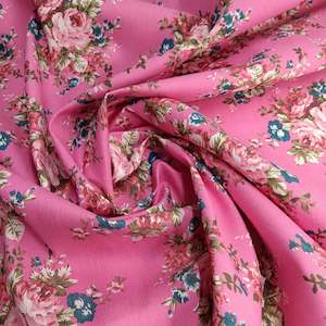 Cotton Sateen - Pink Roses