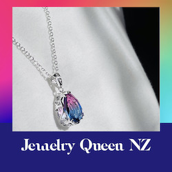 Pink- blue tourmaline pendant earrings set