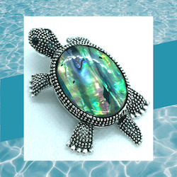 Dual broach / pendant Paua Turtle