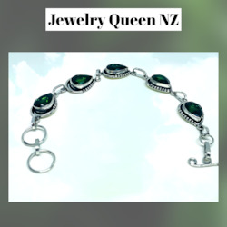 Tear drop Chrome diopside bracelet