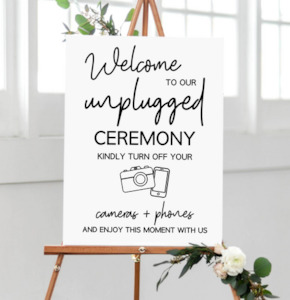 Products: Unplugged Ceremony Sign - Shutter Custom Crafts NZ