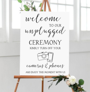 Unplugged Ceremony Sign - Salt & Spices Custom Crafts NZ