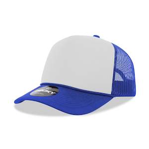 Decky 5 Panel Mid Profile Structured Foam Trucker - WHT-ROYAL