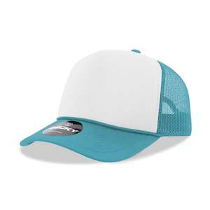 Decky 5 Panel Mid Profile Structured Foam Trucker - WHT-TEAL