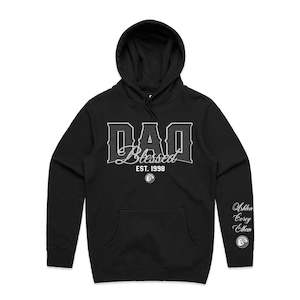 Custom Printed Hoodie for Dad - With Custom Date + names on sleeve - DAD BLESSED STYLE