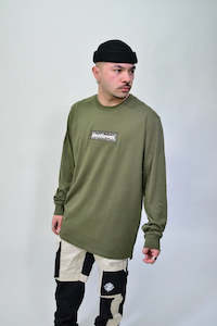 Lastlevel Box Logo Longsleeve Tee - Olive/Olive