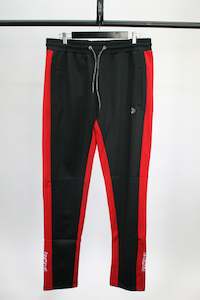 LastLevel Plain Track Pants - Black/Red Panel