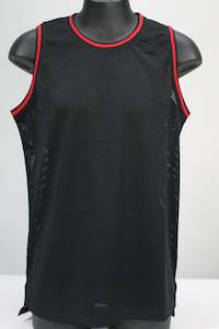 Clothing: Flight City Mesh Basketball Singlet - Adults & Youth - Black/Red Band