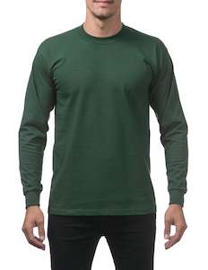 Pro Club Men's Heavyweight Cotton Long Sleeve Crew Neck T-Shirt Forest Green